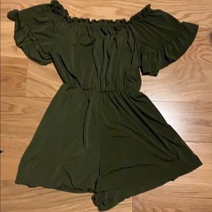 Brandy Melville off the shoulder romper in olive